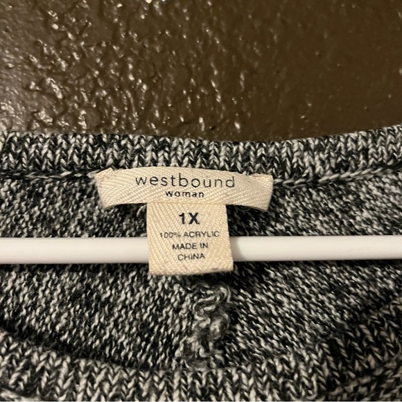 Black & White Knit Long Sleeve Sweater with Lace Up Details on Arm, Size 1X - Picture 2 of 5